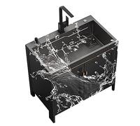 YNIYUJKL Fregadero De Cocina Individual Independiente, Fregadero Comercial, Fregadero para Lavadero con Mueble con Escurridor Y Grifo, Lavabos para Cuarto De Servicio, Lavab,75x45x80cm