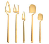 YNIYUJKL Juego De Cubiertos De Plata, 5/20/30/40/50/60 Piezas, Morado, Creativo, De Acero Inoxidable 304, para Colgar En La Pared, Incluye Cuchillo, Tenedor, Cuchara, CU,Gold-1Set-5Pcs