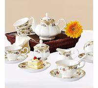 YNIYUJKL Juego De Té para Adultos, Taza Y Platillo De Té Inglés Vintage De 6 Piezas, Juego De Té De La Tarde Británico con Tetera Y Jarra De Crema