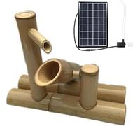 YNIYUJKL Kit De Fuente Solar De Bambú Hecha A Mano - Decoración Feng Shui Zen para Estanques, Peceras, Balcones, Céspedes Y Patios - Elemento Paisajismo Exterior De 40 Cm