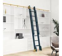 YNIYUJKL Kit De Herrajes para Biblioteca De Alta Resistencia De 732 Cm con Riel De Escalera Móvil, Acabado Dorado para Armarios.,One Color-16ft/500cm Track Kit