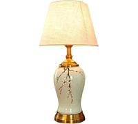 YNIYUJKL Lámpara De Escritorio Retro De Cerámica, Mesita De Noche, Pantalla De Tela, Luz De Lectura, 11,8 X 22,4 Pulgadas.,White a Style