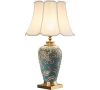 YNIYUJKL Lámpara De Mesa De 72 Cm De Altura, Moderna, De Cerámica Pintada A Mano con Flores Y Pantalla En Forma De Campana. Decoración Clásica Tradicional para Mesita De Noche, Do