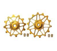 YNKJFOD Compatible con SRAM, Compatible con Shimano 12T 14T, Polea De Cambio Trasera con Rodamiento De Cerámica, 2 Uds., Rueda Guía con Rodillo Guía(12T 14T Gold)