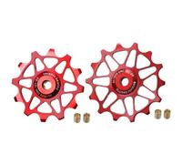 YNKJFOD Compatible con SRAM, Compatible con Shimano 12T 14T, Polea De Cambio Trasera con Rodamiento De Cerámica, 2 Uds., Rueda Guía con Rodillo Guía(12T 14T Red)