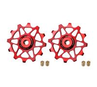 YNKJFOD Compatible con SRAM, Compatible con Shimano 12T 14T, Polea De Cambio Trasera con Rodamiento De Cerámica, 2 Uds., Rueda Guía con Rodillo Guía(2pcs 12T Red)