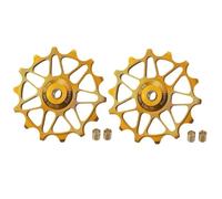 YNKJFOD Compatible con SRAM, Compatible con Shimano 12T 14T, Polea De Cambio Trasera con Rodamiento De Cerámica, 2 Uds., Rueda Guía con Rodillo Guía(2pcs 14T Gold)