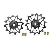 YNKJFOD Compatible con SRAM, Compatible con Shimano 12T 14T, Polea De Cambio Trasera con Rodamiento De Cerámica, 2 Uds., Rueda Guía con Rodillo Guía(12T 14T Black)