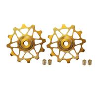 YNKJFOD Compatible con SRAM, Compatible con Shimano 12T 14T, Polea De Cambio Trasera con Rodamiento De Cerámica, 2 Uds., Rueda Guía con Rodillo Guía(2pcs 12T Gold)