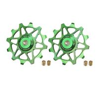 YNKJFOD Compatible con SRAM, Compatible con Shimano 12T 14T, Polea De Cambio Trasera con Rodamiento De Cerámica, 2 Uds., Rueda Guía con Rodillo Guía(2pcs 12T Green)