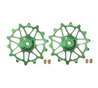 YNKJFOD Compatible con SRAM, Compatible con Shimano 12T 14T, Polea De Cambio Trasera con Rodamiento De Cerámica, 2 Uds., Rueda Guía con Rodillo Guía(2pcs 14T Green)