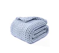 YNM Manta Original Tejida a Mano, Suave, Transpirable y portátil, de Punto Grueso, de Peso Medio, para sofá, Cama y más, Elegante Pieza de decoración para el hogar (Color Gris Lunar, 100 x 130 cm)