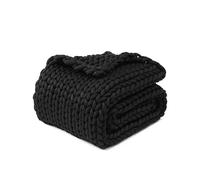 YNM Manta Original Tejida a Mano, Suave, Transpirable y portátil, de Punto Grueso, de Peso Medio, para sofá, Cama y más, Elegante Pieza de decoración para el hogar (Negro, 100 x 130 cm)