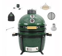 YNNI KAMADO TQTT15GR - Parrilla Kamado de pie de 15.7 pulgadas, verde, barbacoa, cerámica, huevo, ahumador, paquete con extras TQTT15GR
