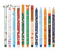 YNOUYRS Set of erasable gel pens - Bolígrafo de gel borrable, ball on the end to remove temperature sensitive, tip diameter 0.7 mm (12 cajas sorpresa con animales navideños)