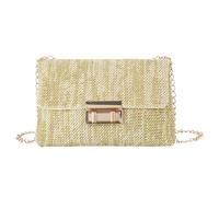 Ynport Crefreak Bolso de Mano de Paja a Rayas Para Mujer Bolso Bandolera Bolso de Mano Bolso de Hombro de Paja de Verano Small Lady Bolso de Ratán de Viaje de Vacaciones,Amarillo