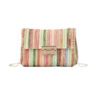 Ynport Crefreak Bolso de Mano de Paja a Rayas Para Mujer Bolso Bandolera Bolso de Mano Bolso de Hombro de Paja de Verano Small Lady Bolso de Ratán de Viaje de Vacaciones,Verde