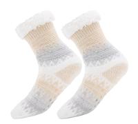 Ynport Crefreak Calcetines de Mujer Fuzzy Slipper Grips, Forro de Vellón Cálido y Esponjoso para Invierno, Calcetines de Cama de Punto Térmicos Gruesos y Acogedores