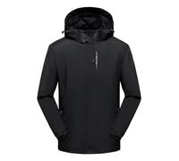Ynport Crefreak Chaqueta Impermeable para Hombre al Aire Libre Impermeable Ligero Chaqueta para Caminar a Prueba de Viento Chaqueta Deportiva con Capucha Moutain, Negro, L