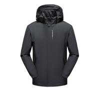 Ynport Crefreak Chaqueta Impermeable para Hombre al Aire Libre Impermeable Ligero Chaqueta para Caminar a Prueba de Viento Chaqueta Deportiva con Capucha Moutain, Gris, XL