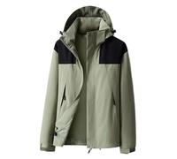 Ynport Crefreak Chubasquero Impermeable para Hombre para Exteriores Transpirable Antiincrustante Chubasquero para Senderismo Cortavientos con Capucha Desmontable y Bolsillo con Cremallera，Verde，M