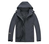 Ynport Crefreak Hombre Chaqueta Impermeable Para lluvia al Aire Libre Impermeable Impermeable Traje de lluvia a Prueba de Viento con Capucha Desmontable y Bolsillo con Cremallera, Gris, L