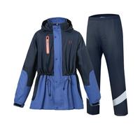 Ynport Crefreak Trajes de Impermeable para Hombre Monos Impermeables al Aire Libre Conjunto de Trajes de Lluvia Transpirables Impermeable de Ciclismo Unisex Ropa de lluvia con Capucha,Azul,L