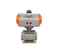 YNPPLGTJC Válvula de Bola neumática Plataforma Alta Tres Piezas, Acero Inoxidable 304, Q611F-16P, Doble Efecto, 1/4", 3/8", 1/2", 3/4" y 1"(2P)