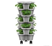 YNPQTDS 6 Niveles con Ruedas Macetas Resistentes A La Intemperie ABS 25x1 0cm Maceta Apilable para Fresas Torre De Plantas para Interiores para Interiores, Exteriores, Jardín, Cultivo En Bancales