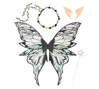 YNPQTDS Alas de Mariposa para Mujer | Incluye alas Mariposa ángel Diadema Floral y mágica, favores de Fiesta Traje para Cosplay, Juego de rol cumpleaños, Fiestas y Bodas