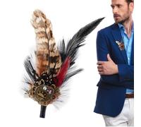 YNPQTDS Broche de pluma para sombrero, broche de mochila, plumas de sombrero, horquilla multifuncional para decoración de ropa, soportes de plumas para sombreros, pin de solapa de plumas, gótico,
