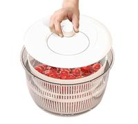 YNPQTDS Cuenco de lavado de frutas con colador, cesta de drenaje con tapa, cesta de drenaje con manivela, dispositivo de limpieza de cocina para alimentos, arroz, bayas, pasta, fideos, refrigerador