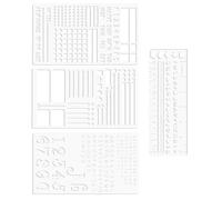 YNPQTDS - Plantillas para periódicos (4 piezas, accesorios antióxido, plantillas de metal para balas diarias, para planificador de pequeñas letras, pequeños números, dibujo seguimiento de hábitos