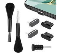 YNR 7 tapones antipolvo para puerto USB C con kit de limpieza, cubierta de enchufe USB C con limpiador de puertos, cubierta de puerto de carga de aluminio y silicona tipo C, tapones antipolvo para