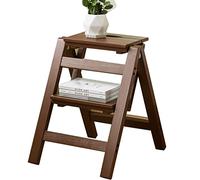 YNSHOP Taburete De Madera Escalera De Cocina Escalera De Madera Plegable Escalera De Dos Peldaños Banco De Madera Estante De Almacenamiento for El Hogar (Color : Dark Walnut, S : 38.5x38.5x50cm)
