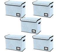 YNSZAS - Paquete de 5 cajas de almacenamiento de cómics, 40 x 20 x 30 cm, caja corta plegable para cómics, capacidad para una colección de 160-180 cómics, organizador de protección, azul