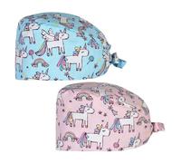 YNYCIPZ Gorros de enfermería,Gorro quirúrgico ajustable con botón, gorro de trabajo, gorro de enfermera estampado de algodón, gorro antipolvo unisex (paquete de 2)