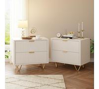 YNYHTER Mesillas de Noche Dormitorio Pack 2, Comoda 2 Cajones Mesa de Noche Juego de 2 40x40x55cm Mesitas Auxiliares Salon con Cajones Mueble de Madera Almacenamiento Cajonera para Salón Pasillo