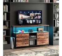YNYHTER Mueble TV108x30x78cm, Mueble TV con Cajones Muebles Salón con Luz Led Mesa de Televisor TV Cabinet Televisor Aparador Entrada SalóN, Cocina, Dormitorio, Despacho (Marrón, 108x30x78cm)