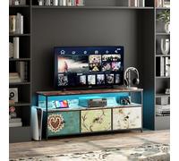 YNYHTER Mueble TV137x30x57cm, Mueble TV con Cajones Muebles Salón con Luz Led Mesa de Televisor TV Cabinet Televisor Aparador Entrada SalóN, Cocina, Dormitorio, Despacho (Multicolor, 137x30x57cm)