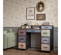 YNYHTER Tocador de Maquillaje, Vanity de Maquillaje Penteadeira Maquiagem Mesa Maquillaje Mesa Tocador Tocadors con 9 Cajones Dressing Table Vanity Tocadors, Estante Abierto(Negro, 120x40x90cm)