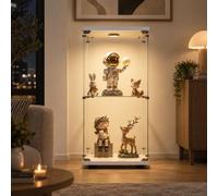 YNYHTER Vitrina Cristal de Pie,Vitrina de Cristal con Luz 1 Puertas 2 Capas Vitrina Expositora para Colecciones Vitrina Transparente Grande para Salon,Dormitorio,Pubs (Blanco, 2 Capas)