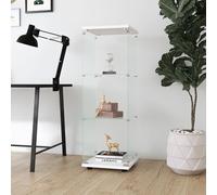 YNYHTER Vitrina de cristal, 1 puerta, 3 pisos, con cerradura, vitrina de coleccionista, vitrina de cristal de pie, color blanco, 1 puerta y 3 pisos
