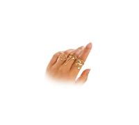 YNZGYBY Y2K - Juego de anillos gruesos de oro líquido para mujer, diseño geométrico de lava derretida, apilables, anillos abiertos para nudillos, joyería vintage de hip hop, Zinc, Sin piedras