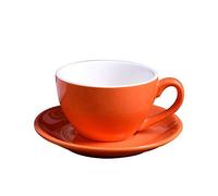 YNZUNMY Juego de Tazas de Cafe,Taza de Té y Plato 220ML Moderna de cerámica Simple Taza de café Cappuccino Set Copas for la Copa Latte Mocha café con el platillo(Orange)