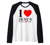 Yo Amo a Jesús Jesús Te Ama Camiseta Manga Raglan