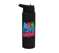 Yo Amo Anime Personajes Coloridos Siluetas Stainless Steel Insulated Water Bottle