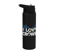 Yo Amo Cuervos Entusiasta Aves Silueta Stainless Steel Insulated Water Bottle