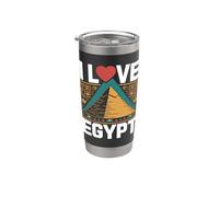 Yo Amo Egipto Pirámides Corazón Jeroglíficos Vaso térmico de acero inoxidable de doble pared