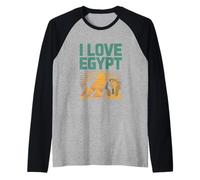 Yo Amo Egipto Pirámides Esfinge Viajero Camiseta Manga Raglan